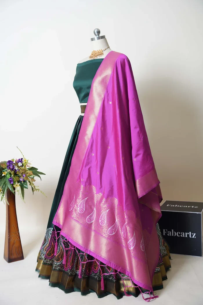 South Indian Festival Traditional Half Saree Parvati - Image 10