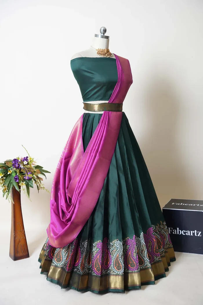 South Indian Festival Traditional Half Saree Parvati - Image 11