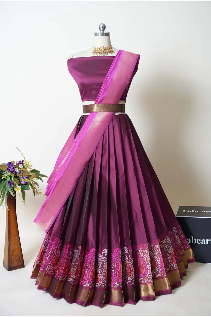 South Indian Festival Traditional Half Saree Parvati - Image 19