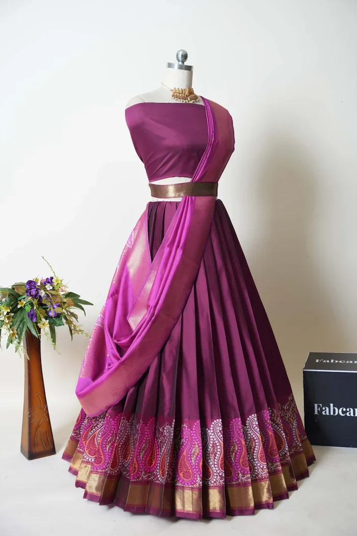 South Indian Festival Traditional Half Saree Parvati - Image 23