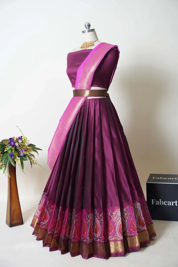 South Indian Festival Traditional Half Saree Parvati - Image 24