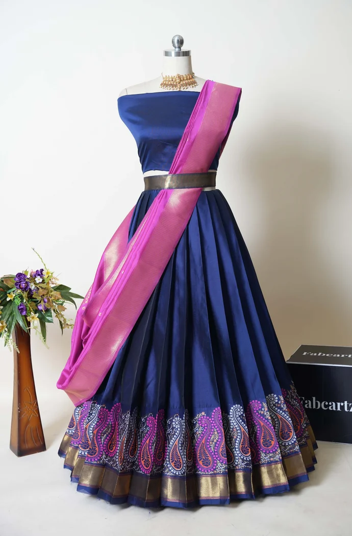 South Indian Festival Traditional Half Saree Parvati - Image 25