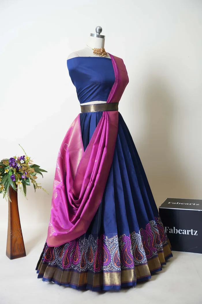 South Indian Festival Traditional Half Saree Parvati - Image 29