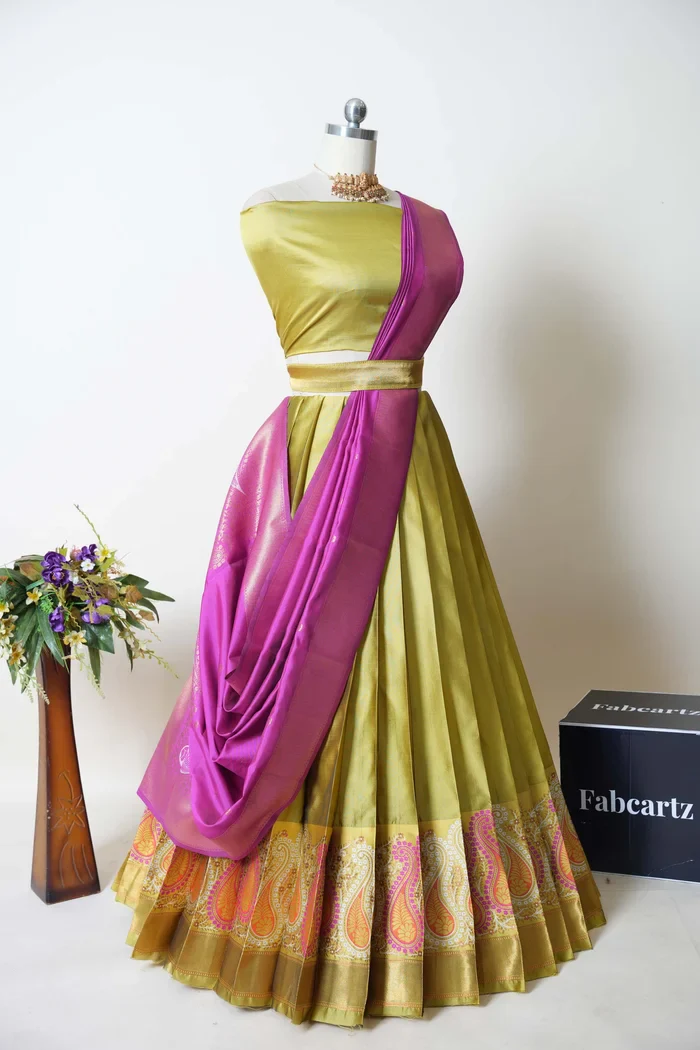 South Indian Festival Traditional Half Saree Parvati - Image 5