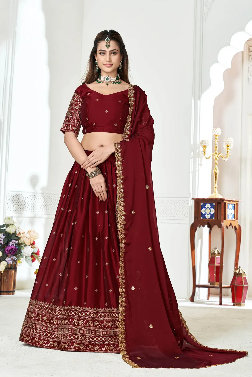 Women's Embroidered Shimmer Lehenga Choli with Sequins Work Nisarg HaldiRango