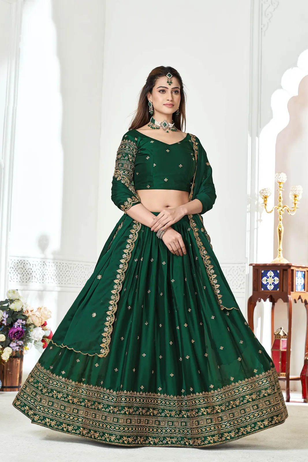 Women's Embroidered Shimmer Lehenga Choli with Sequins Work Nisarg HaldiRango - Image 10