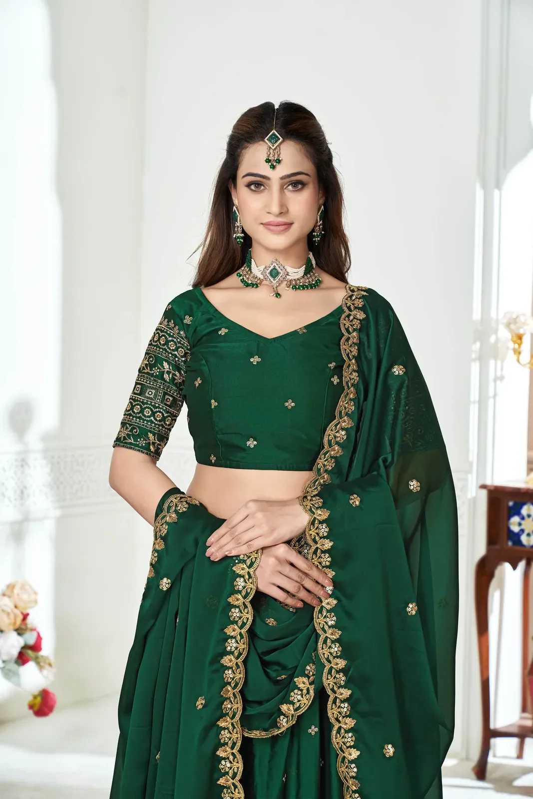 Women's Embroidered Shimmer Lehenga Choli with Sequins Work Nisarg HaldiRango - Image 11