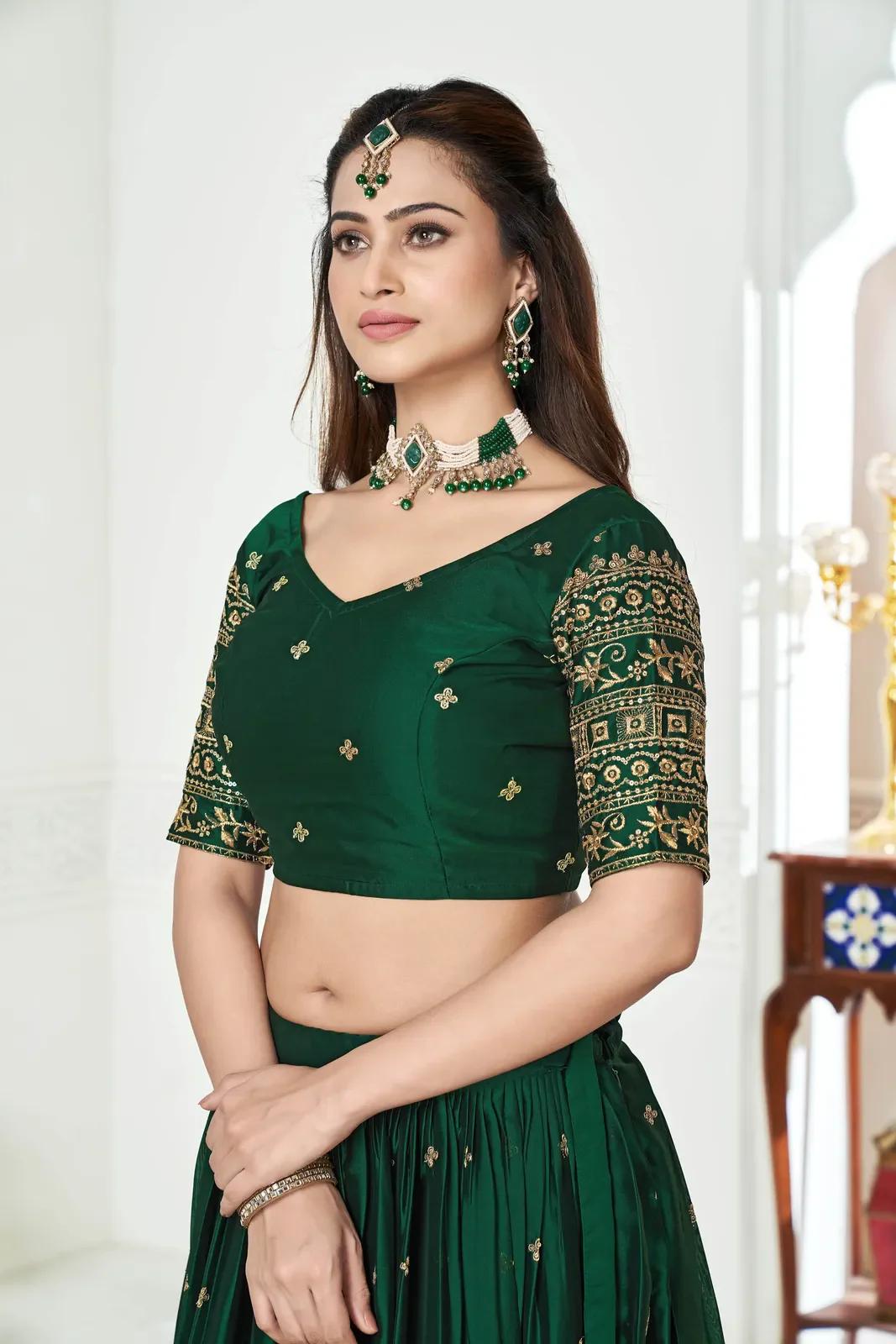 Women's Embroidered Shimmer Lehenga Choli with Sequins Work Nisarg HaldiRango - Image 12