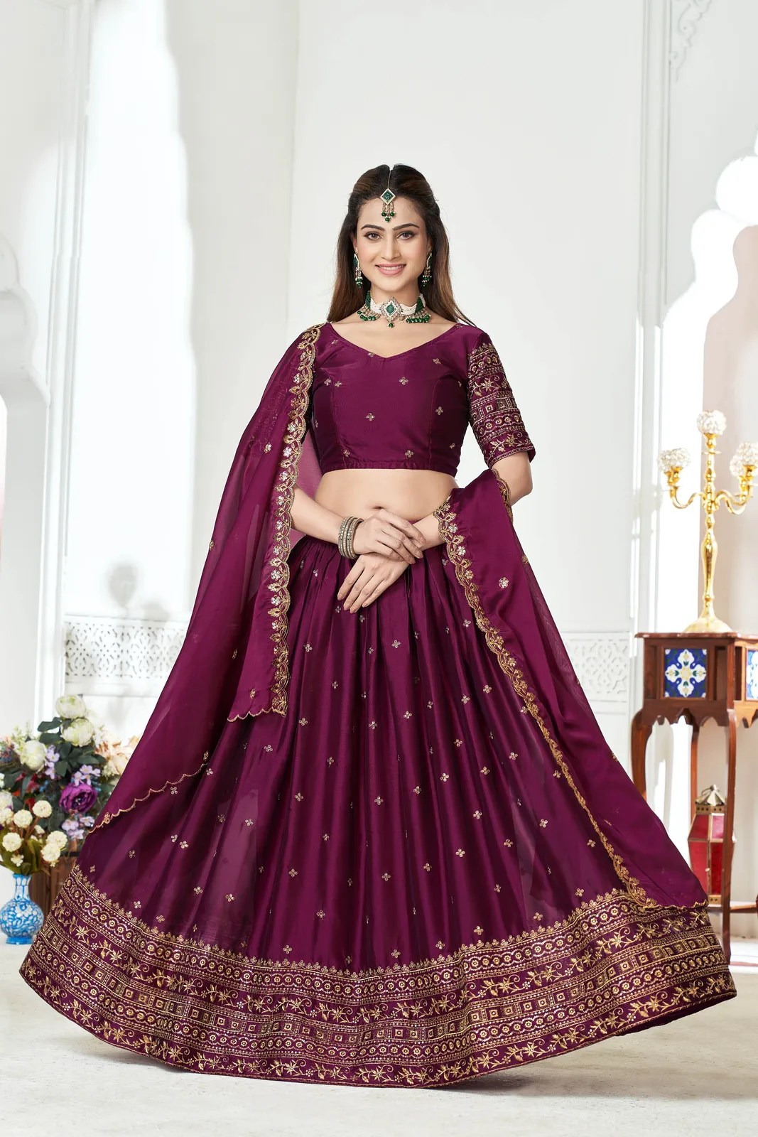 Women's Embroidered Shimmer Lehenga Choli with Sequins Work Nisarg HaldiRango - Image 13