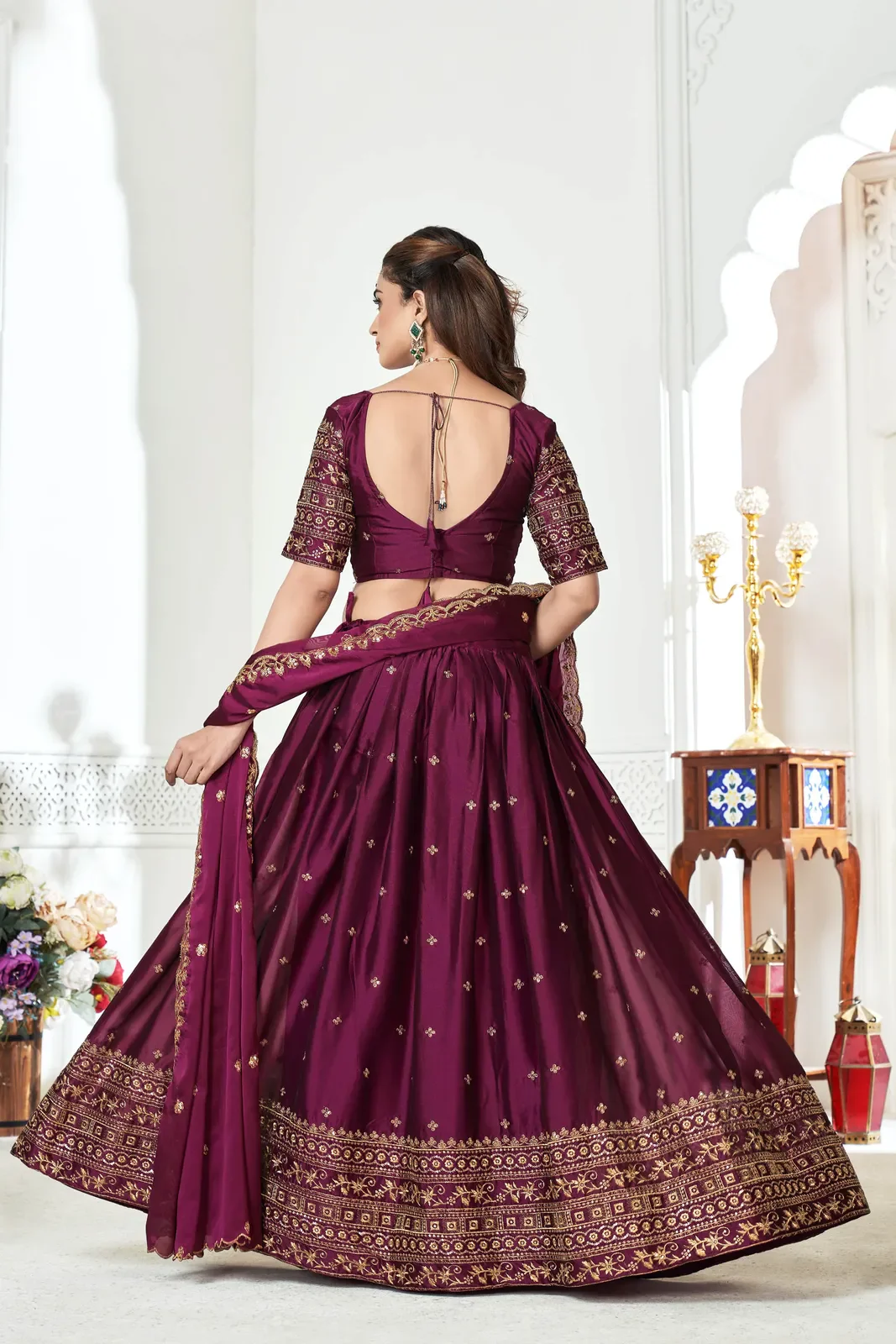 Women's Embroidered Shimmer Lehenga Choli with Sequins Work Nisarg HaldiRango - Image 14