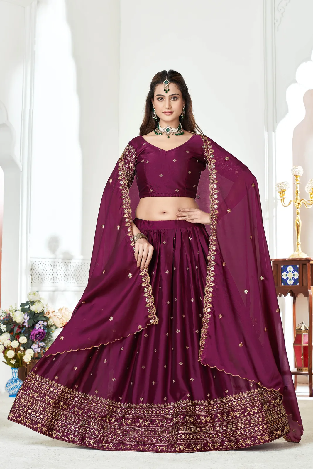 Women's Embroidered Shimmer Lehenga Choli with Sequins Work Nisarg HaldiRango - Image 15