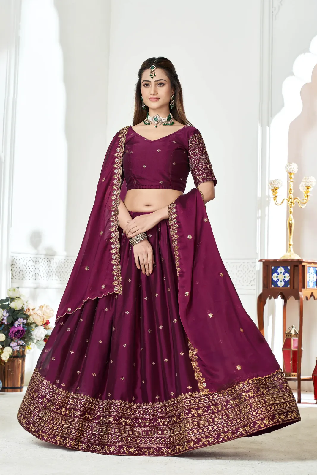Women's Embroidered Shimmer Lehenga Choli with Sequins Work Nisarg HaldiRango - Image 16
