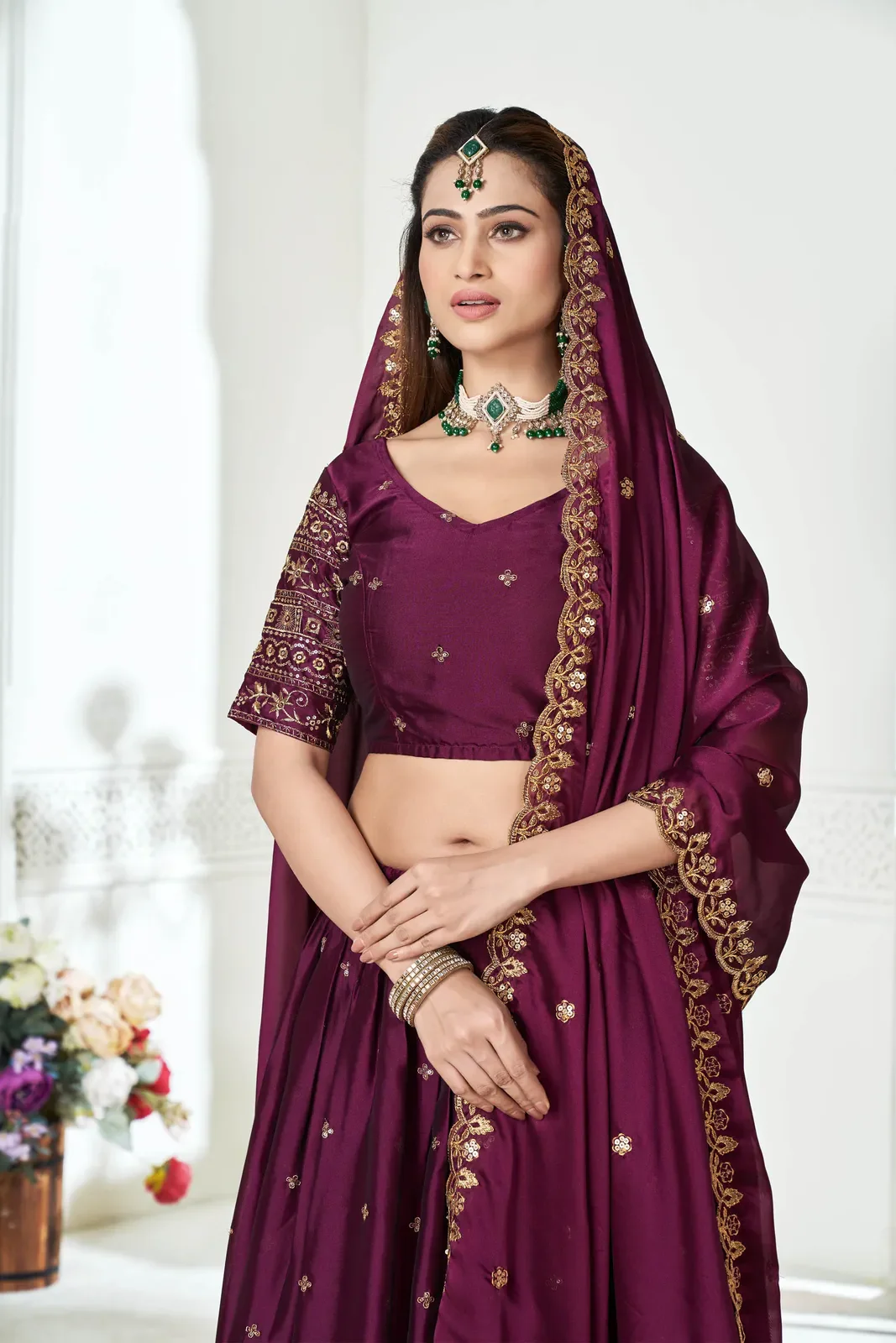 Women's Embroidered Shimmer Lehenga Choli with Sequins Work Nisarg HaldiRango - Image 17