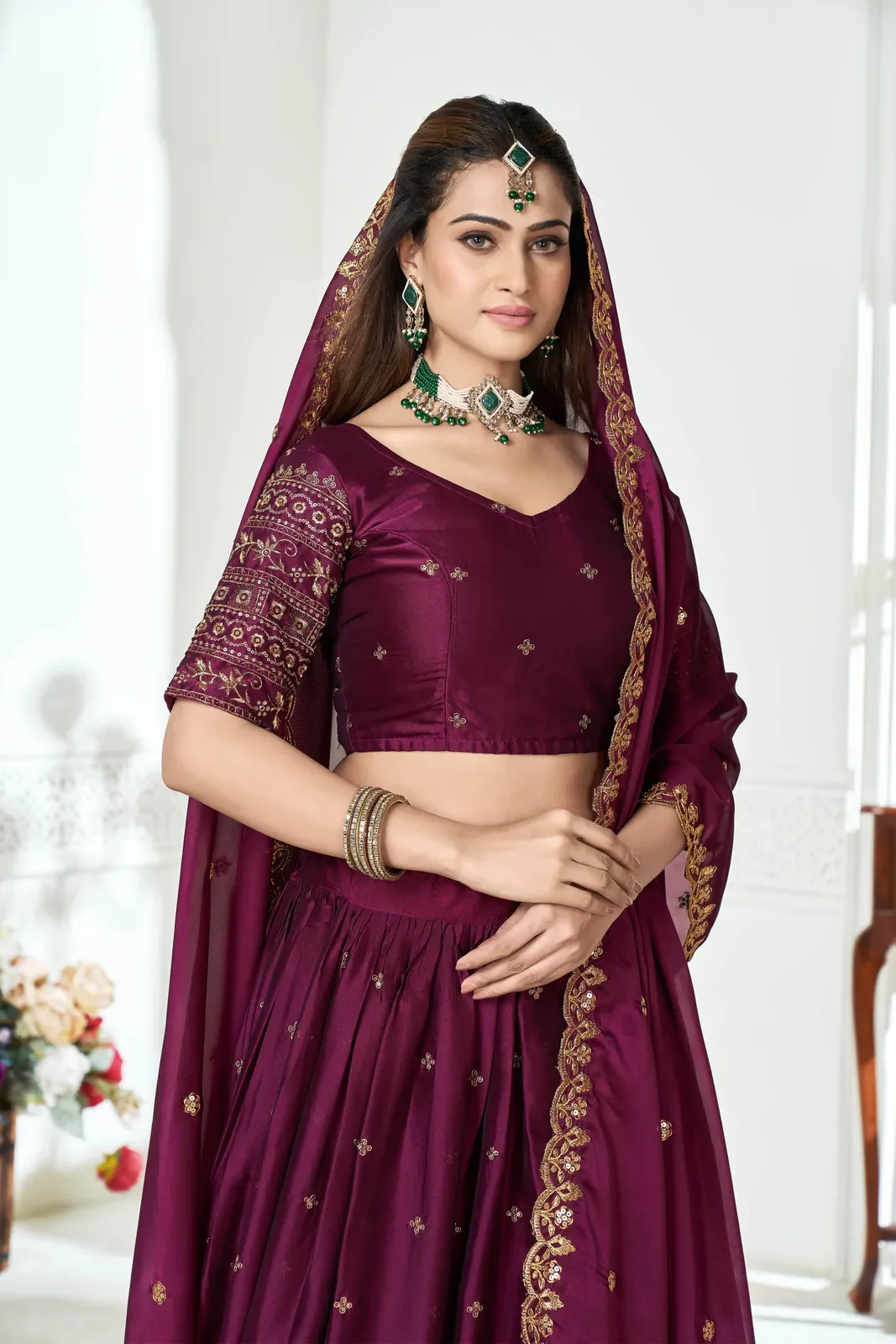 Women's Embroidered Shimmer Lehenga Choli with Sequins Work Nisarg HaldiRango - Image 18