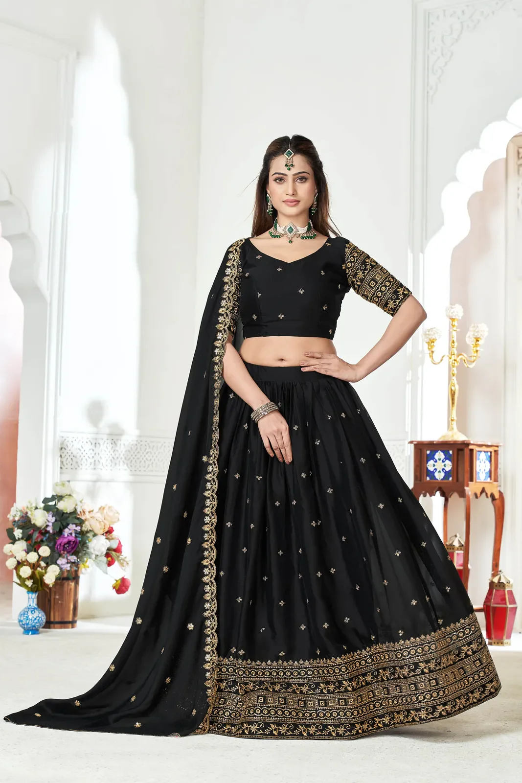 Women's Embroidered Shimmer Lehenga Choli with Sequins Work Nisarg HaldiRango - Image 20