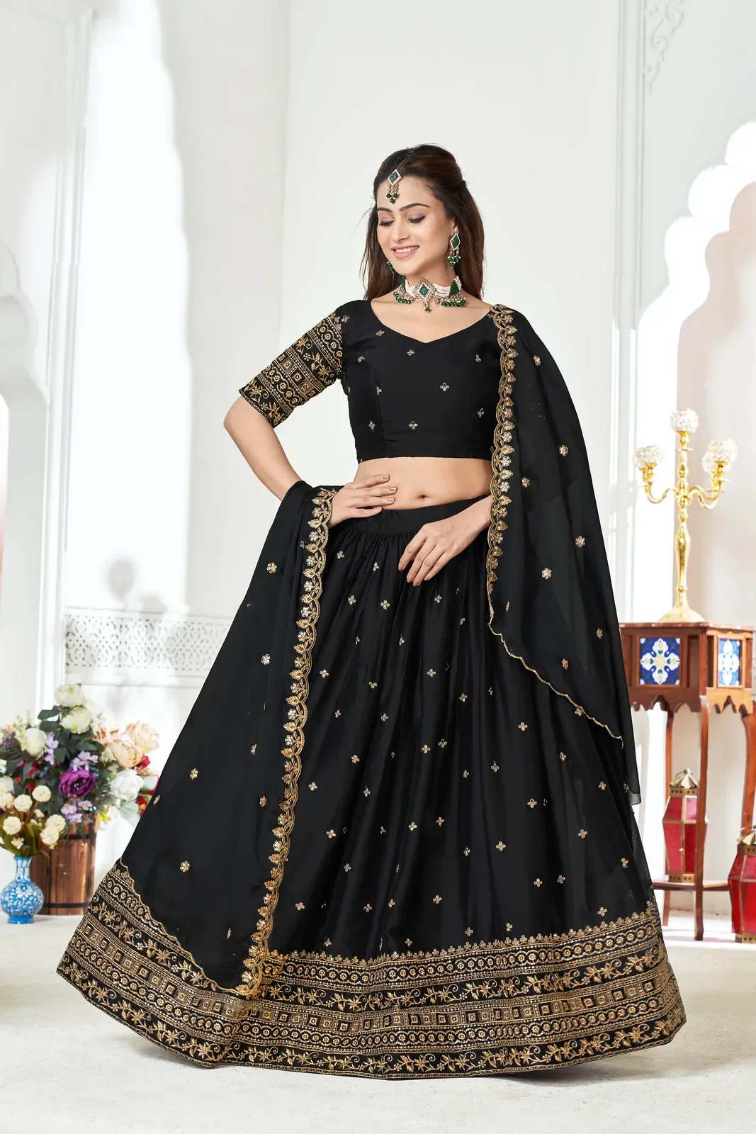 Women's Embroidered Shimmer Lehenga Choli with Sequins Work Nisarg HaldiRango - Image 22