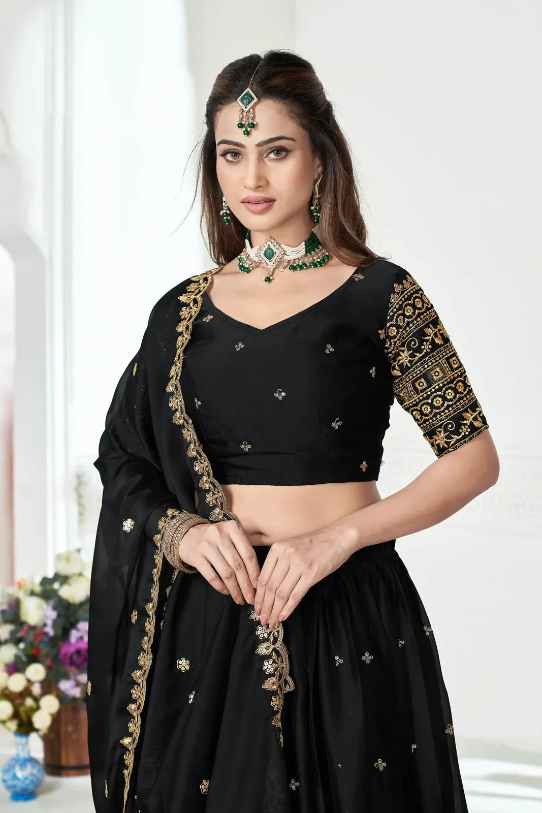 Women's Embroidered Shimmer Lehenga Choli with Sequins Work Nisarg HaldiRango - Image 23