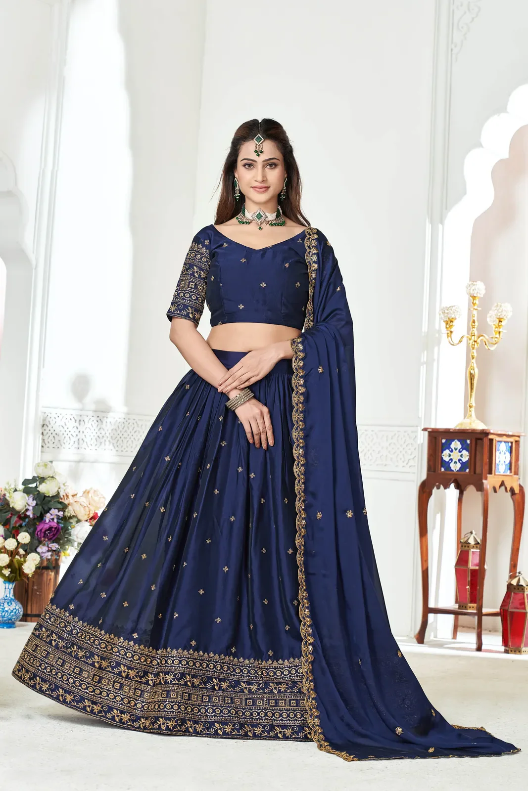 Women's Embroidered Shimmer Lehenga Choli with Sequins Work Nisarg HaldiRango - Image 27