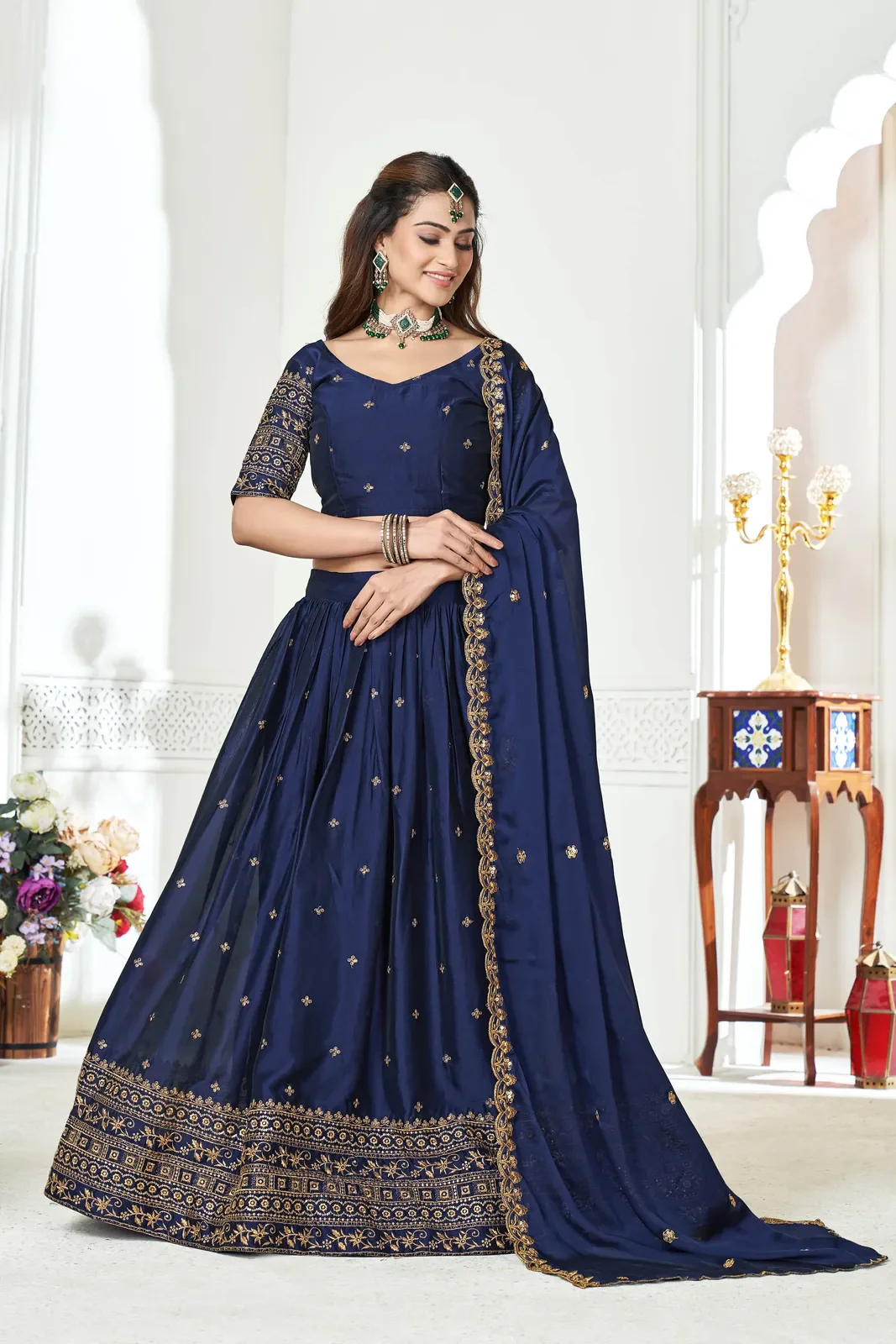 Women's Embroidered Shimmer Lehenga Choli with Sequins Work Nisarg HaldiRango - Image 29