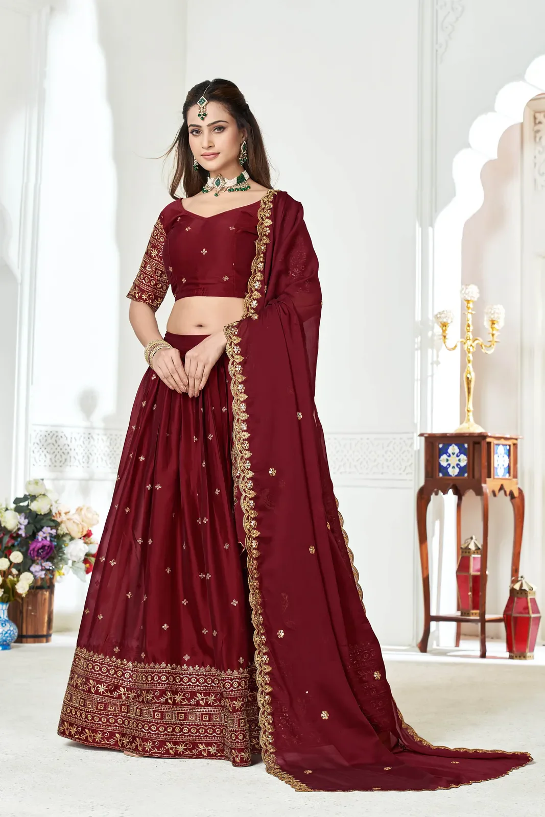 Women's Embroidered Shimmer Lehenga Choli with Sequins Work Nisarg HaldiRango - Image 3