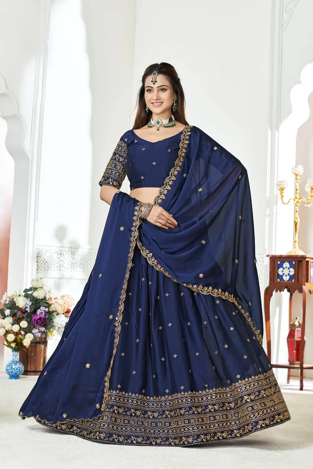 Women's Embroidered Shimmer Lehenga Choli with Sequins Work Nisarg HaldiRango - Image 31