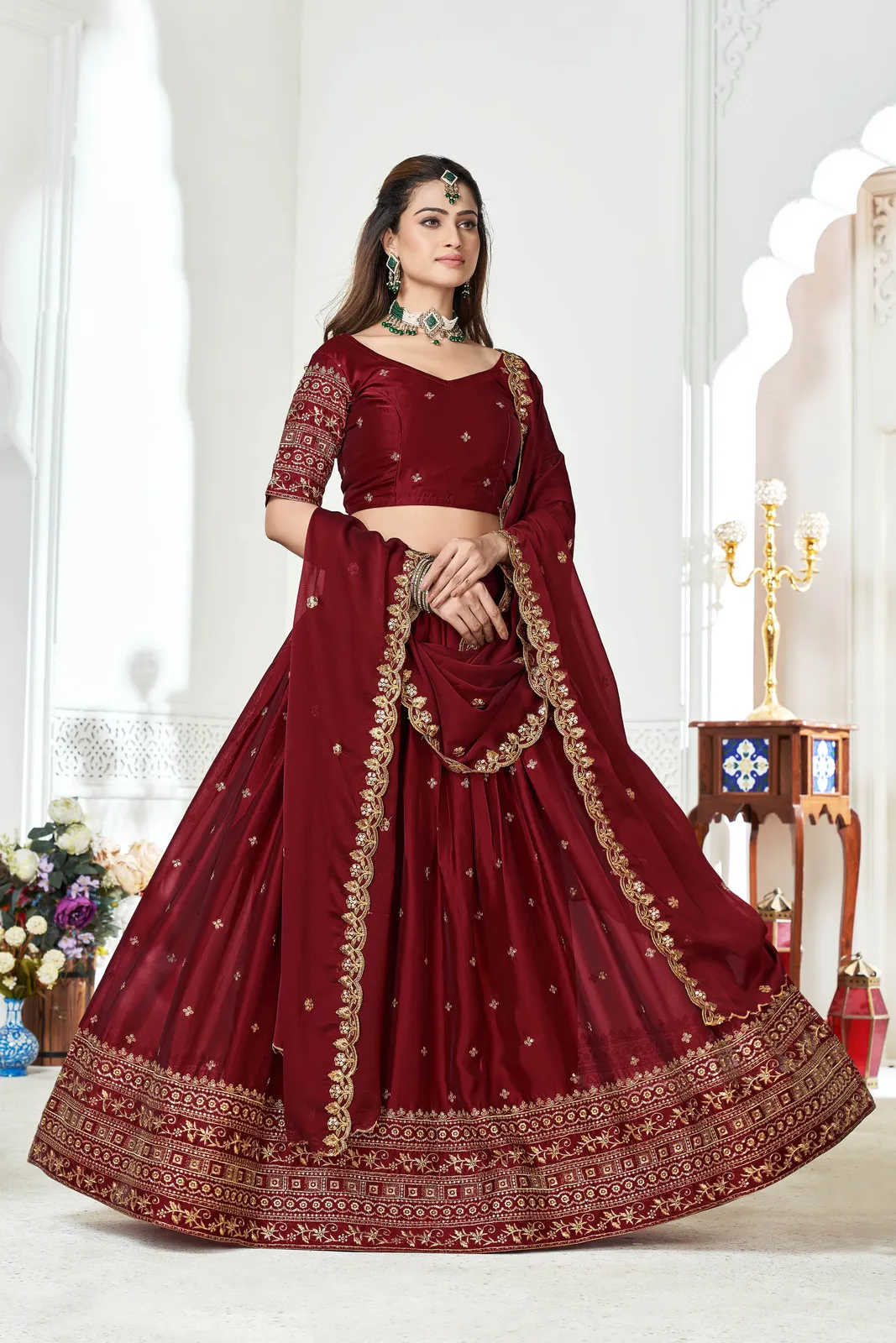 Women's Embroidered Shimmer Lehenga Choli with Sequins Work Nisarg HaldiRango - Image 4