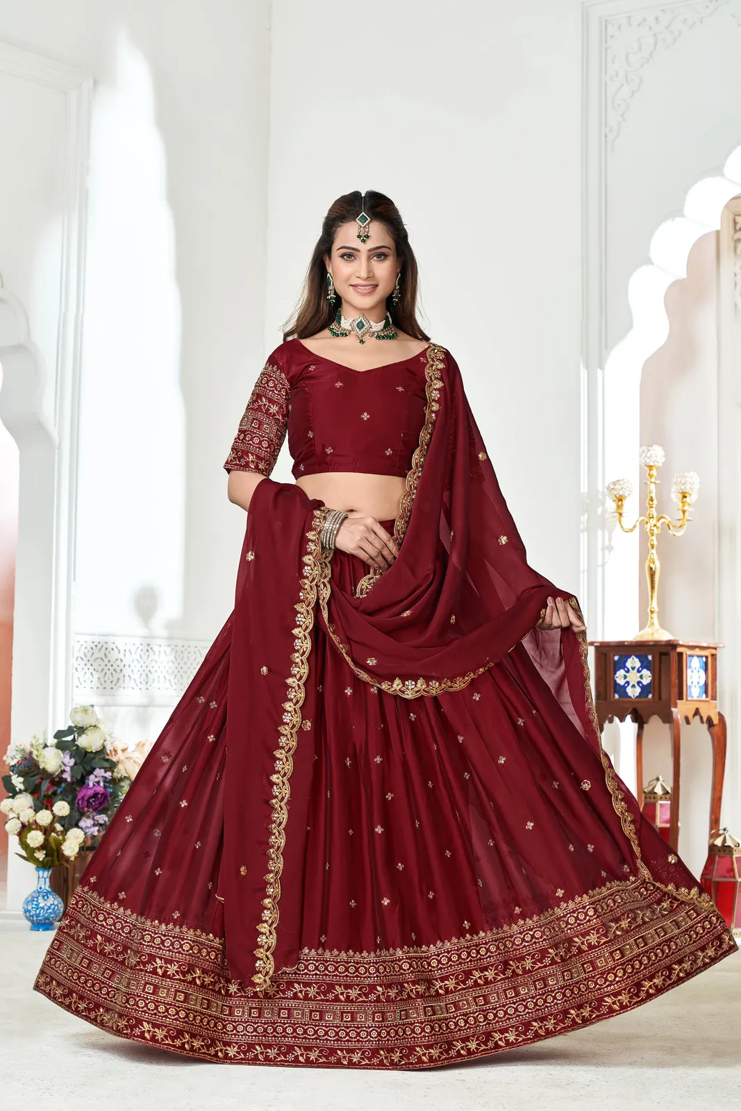 Women's Embroidered Shimmer Lehenga Choli with Sequins Work Nisarg HaldiRango - Image 5