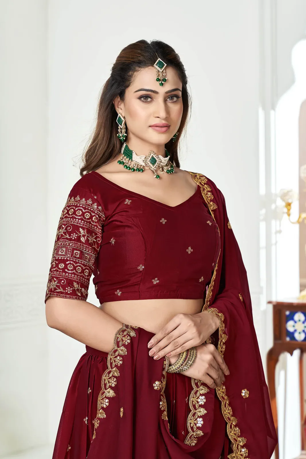Women's Embroidered Shimmer Lehenga Choli with Sequins Work Nisarg HaldiRango - Image 6