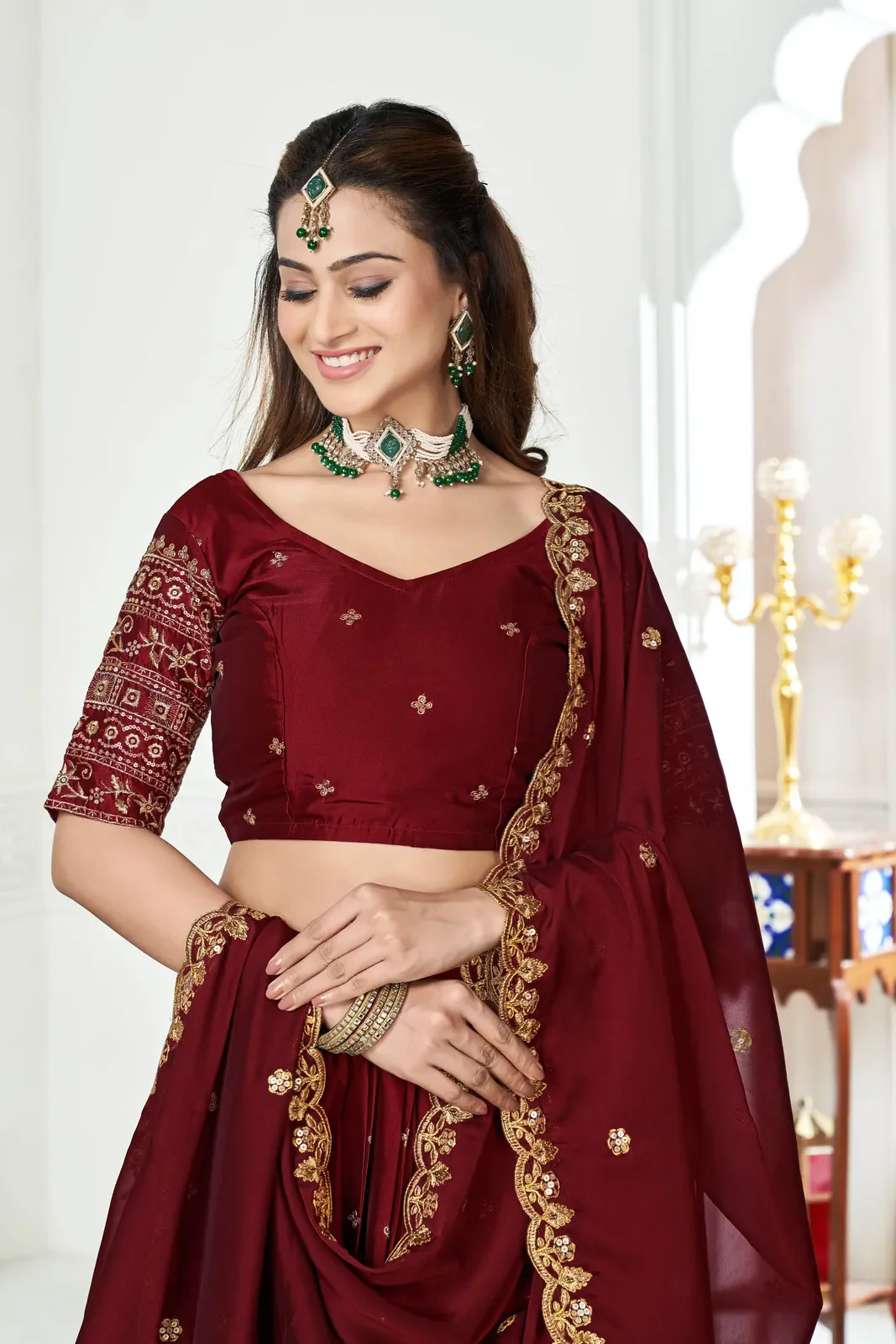 Women's Embroidered Shimmer Lehenga Choli with Sequins Work Nisarg HaldiRango - Image 7