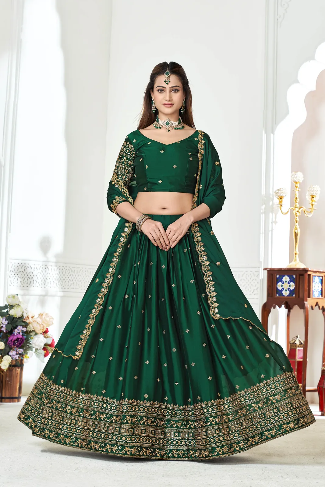 Women's Embroidered Shimmer Lehenga Choli with Sequins Work Nisarg HaldiRango - Image 8