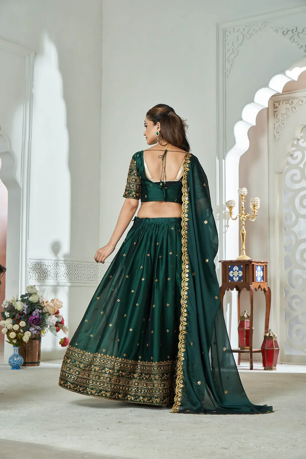 Women's Embroidered Shimmer Lehenga Choli with Sequins Work Nisarg HaldiRango - Image 9