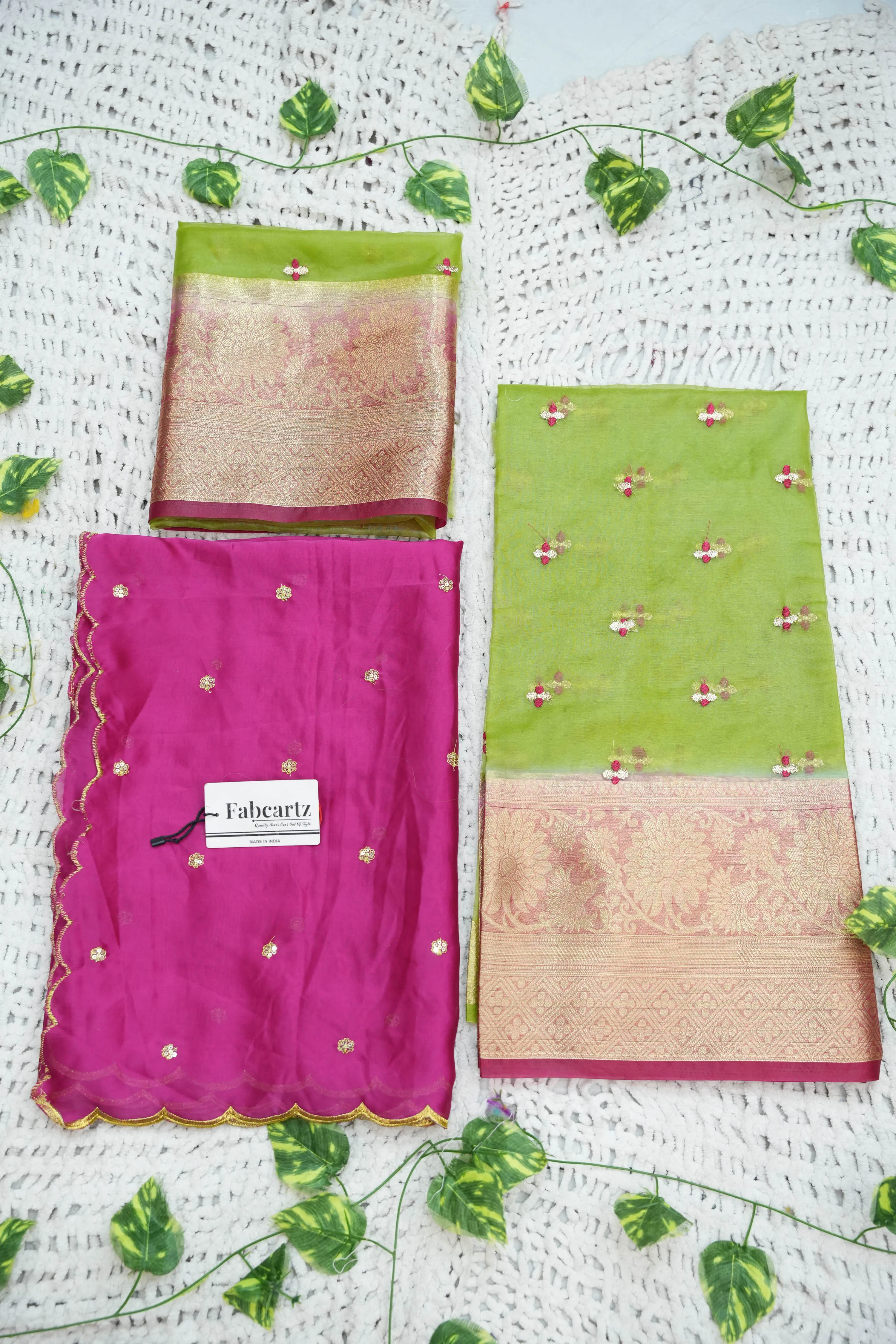 Women's Half Saree Organza with Embroidered work and Rangoli Dupatta OrganzaButti - Image 36