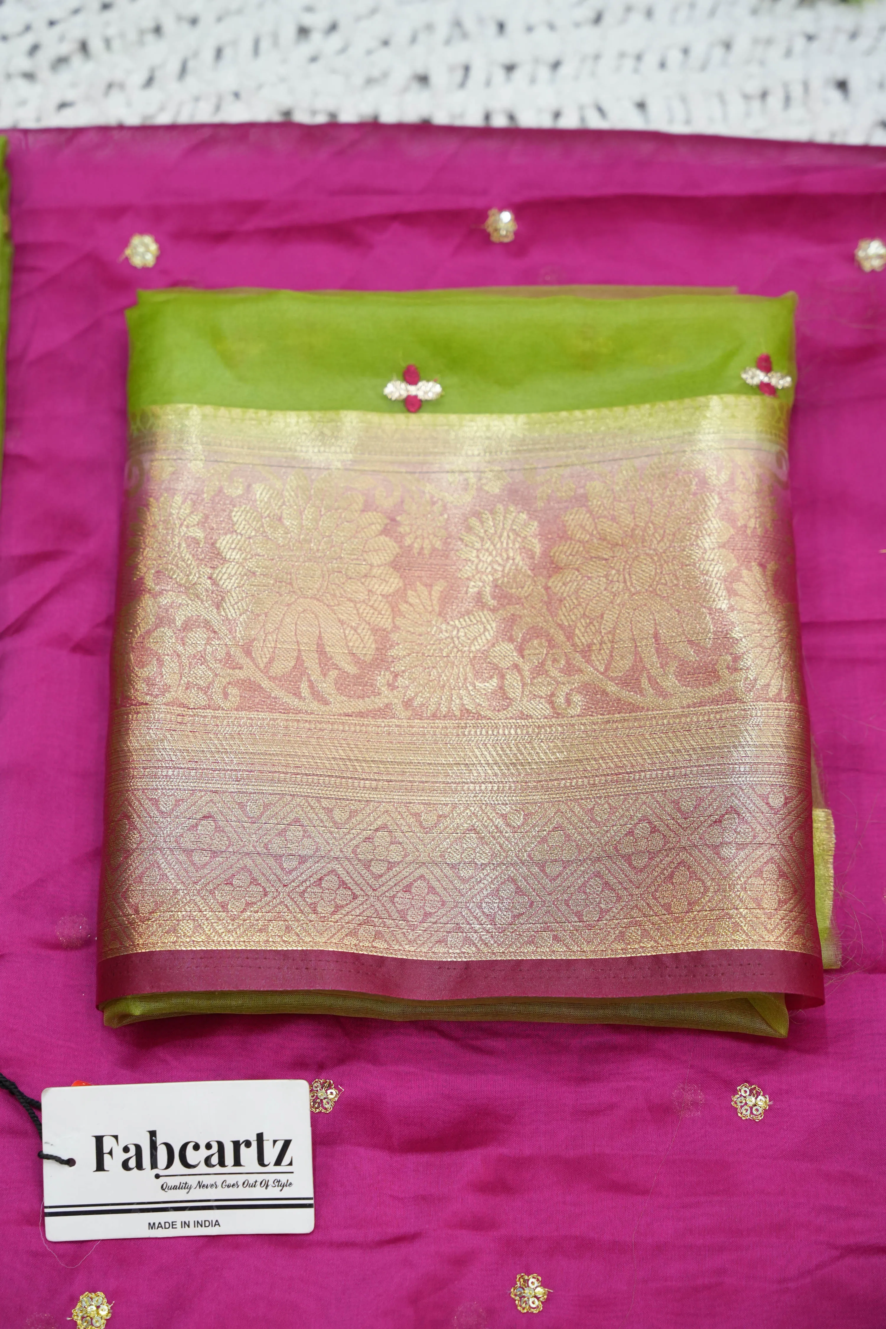 Women's Half Saree Organza with Embroidered work and Rangoli Dupatta OrganzaButti - Image 38