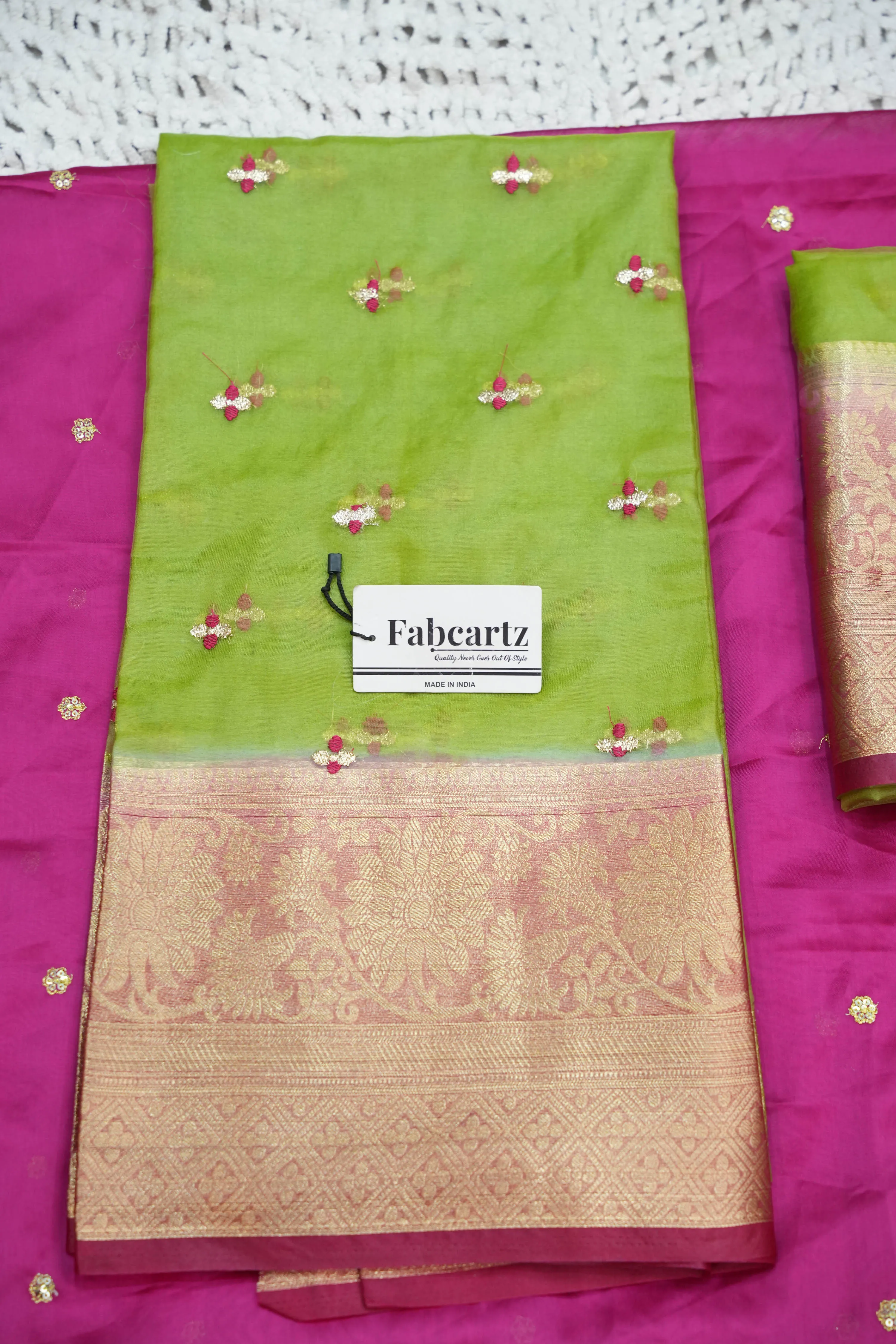 Women's Half Saree Organza with Embroidered work and Rangoli Dupatta OrganzaButti - Image 39