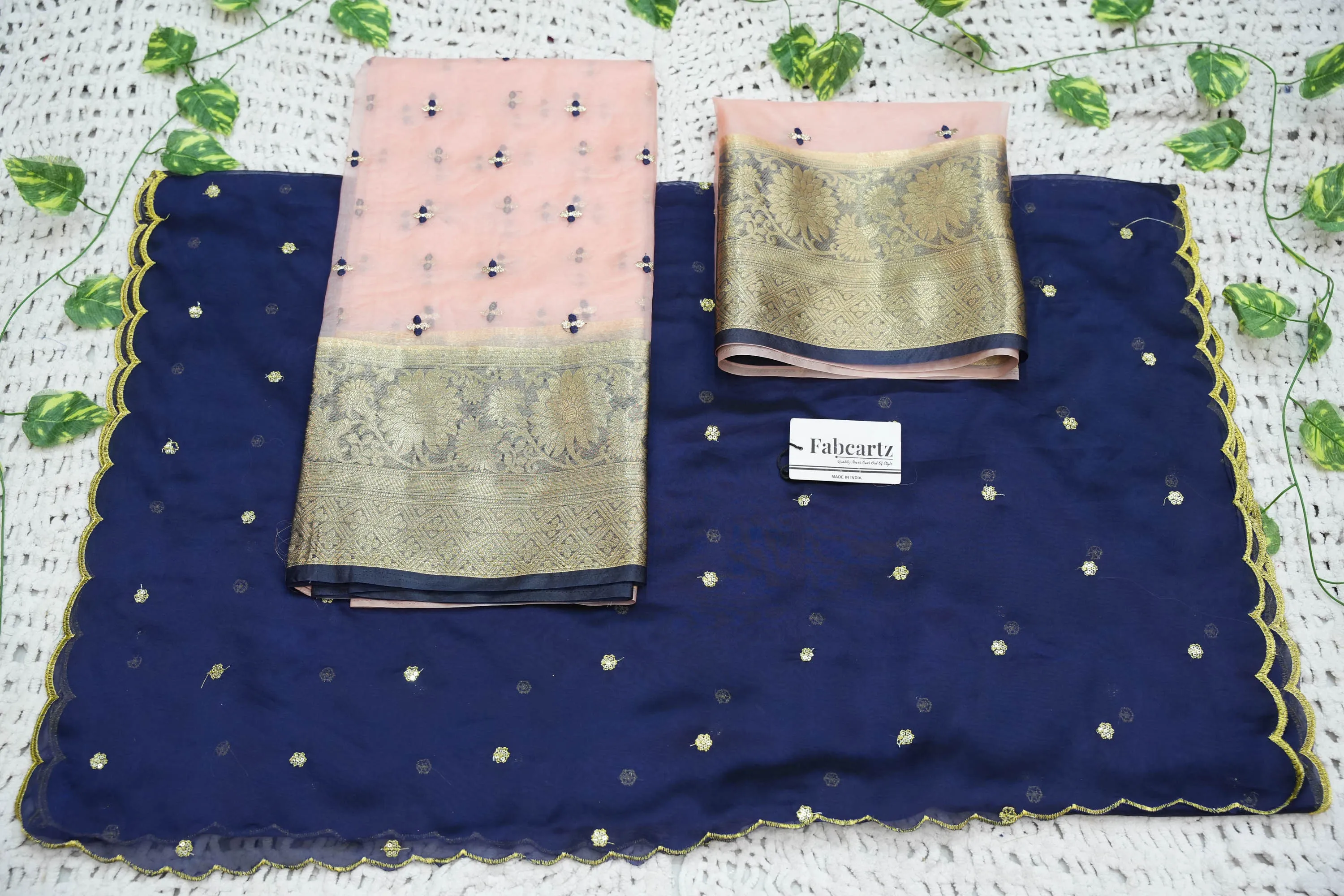 Women's Half Saree Organza with Embroidered work and Rangoli Dupatta OrganzaButti - Image 45