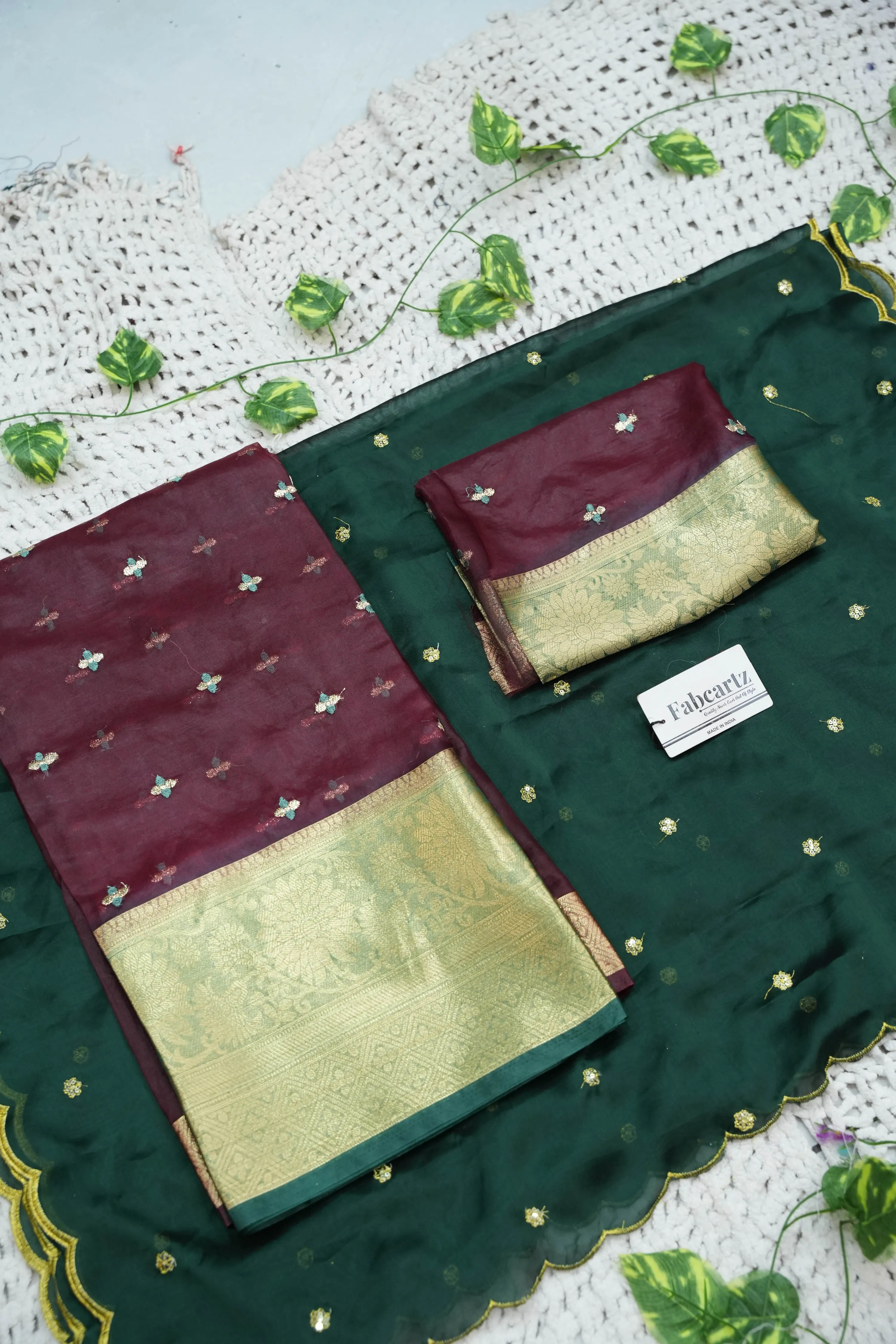 Women's Half Saree Organza with Embroidered work and Rangoli Dupatta OrganzaButti - Image 51
