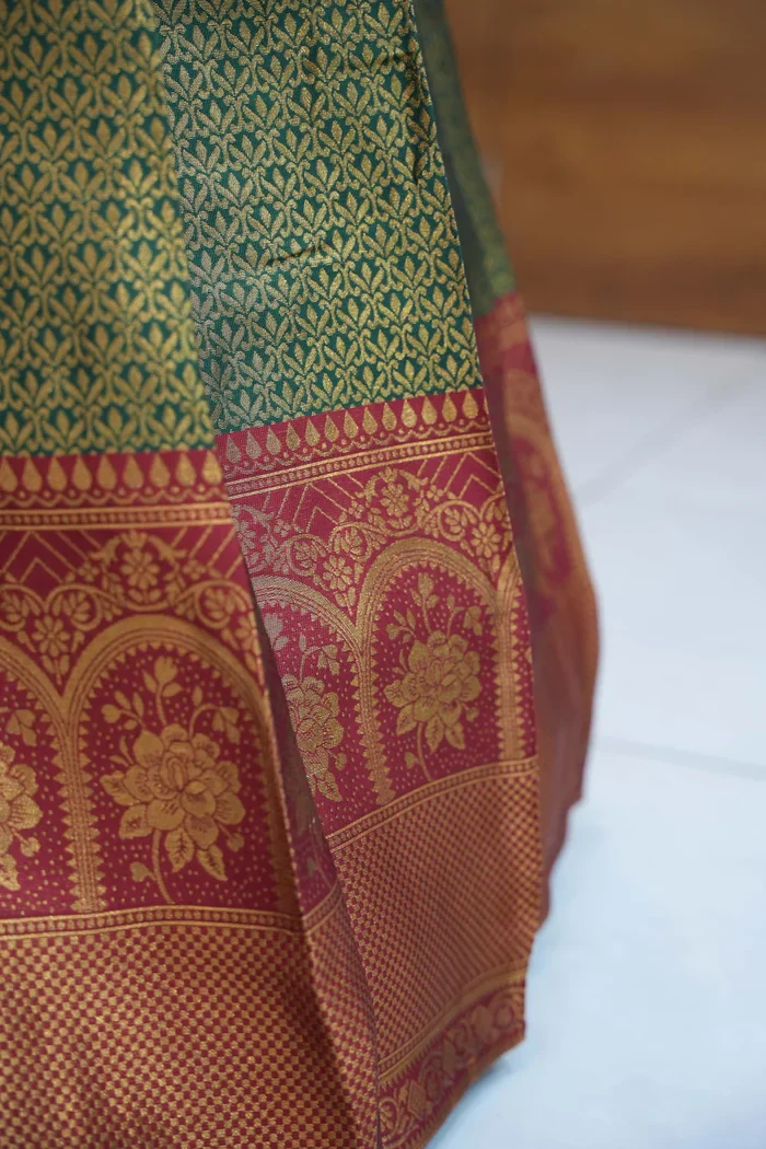 Women's Woven Design zari work Half Saree with Embroidered Blouse and Dupatta Oye!!Pattu - Image 35