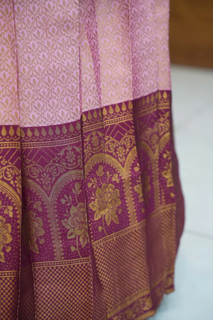 Women's Woven Design zari work Half Saree with Embroidered Blouse and Dupatta Oye!!Pattu - Image 41