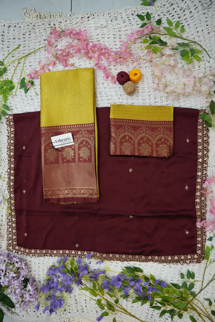 Women's Woven Design zari work Half Saree with Embroidered Blouse and Dupatta Oye!!Pattu - Image 50