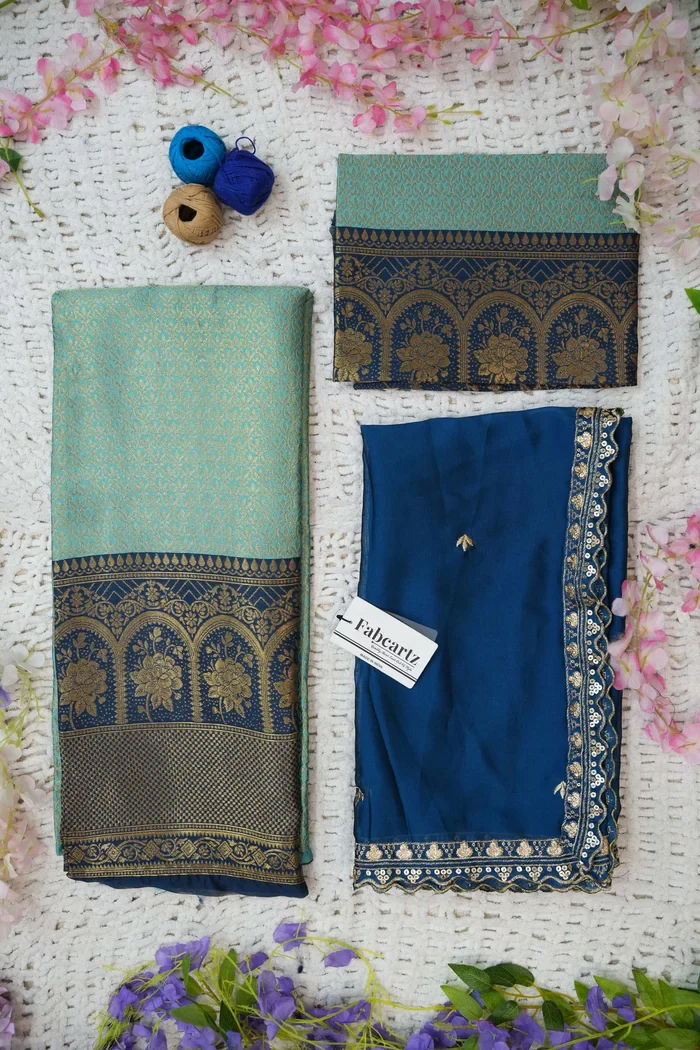 Women's Woven Design zari work Half Saree with Embroidered Blouse and Dupatta Oye!!Pattu - Image 51