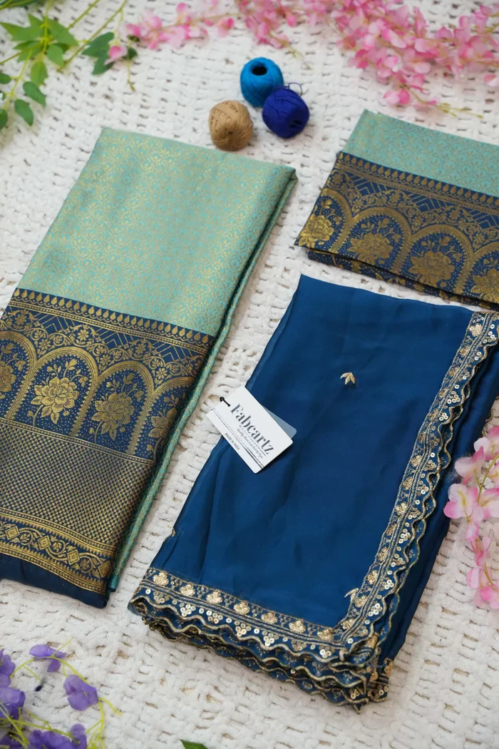 Women's Woven Design zari work Half Saree with Embroidered Blouse and Dupatta Oye!!Pattu - Image 52