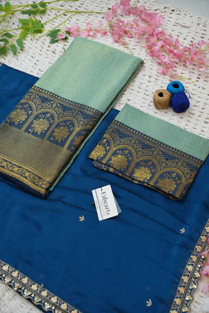 Women's Woven Design zari work Half Saree with Embroidered Blouse and Dupatta Oye!!Pattu - Image 56