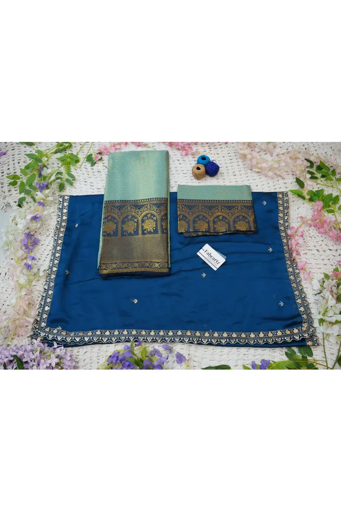 Women's Woven Design zari work Half Saree with Embroidered Blouse and Dupatta Oye!!Pattu - Image 57