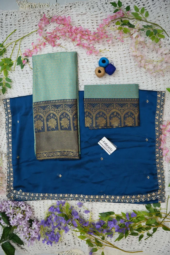 Women's Woven Design zari work Half Saree with Embroidered Blouse and Dupatta Oye!!Pattu - Image 58