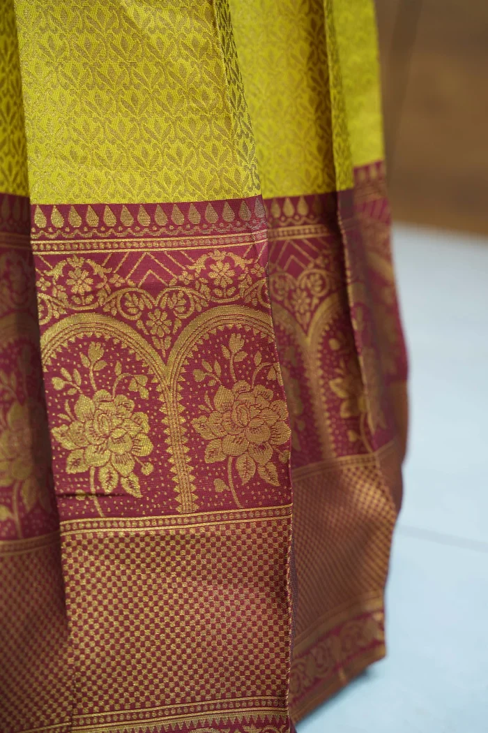 Women's Woven Design zari work Half Saree with Embroidered Blouse and Dupatta Oye!!Pattu - Image 6