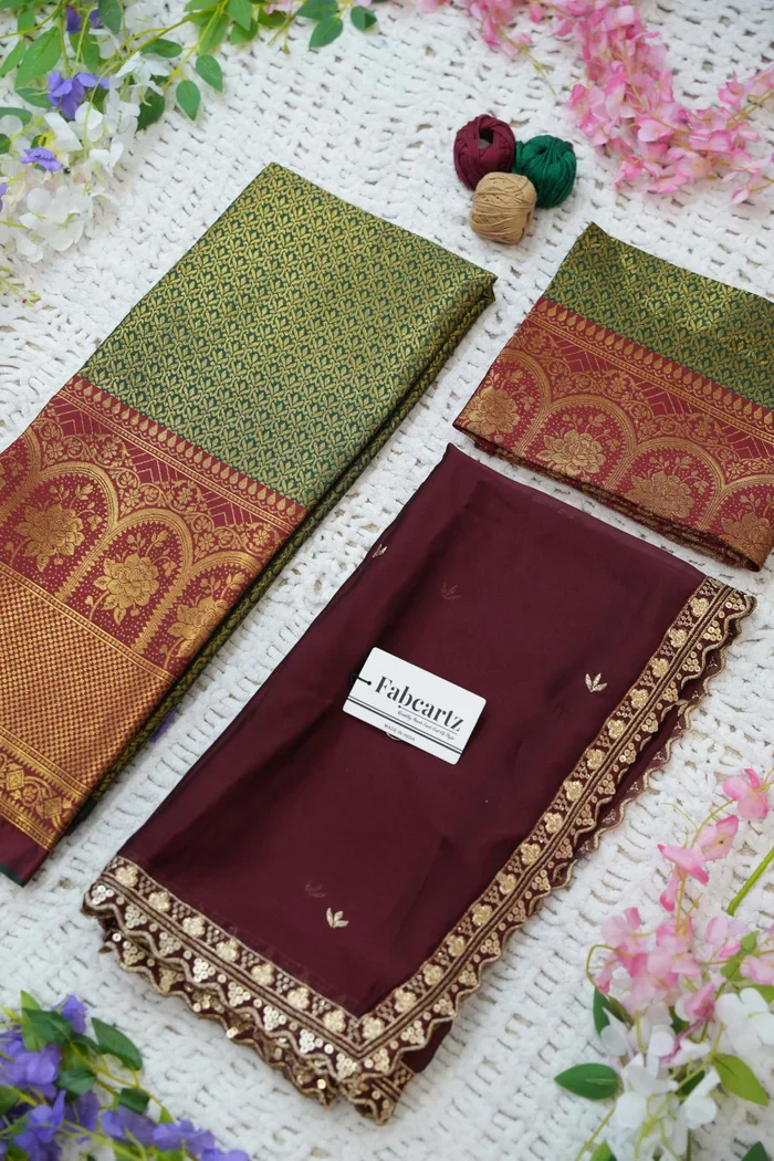 Women's Woven Design zari work Half Saree with Embroidered Blouse and Dupatta Oye!!Pattu - Image 68