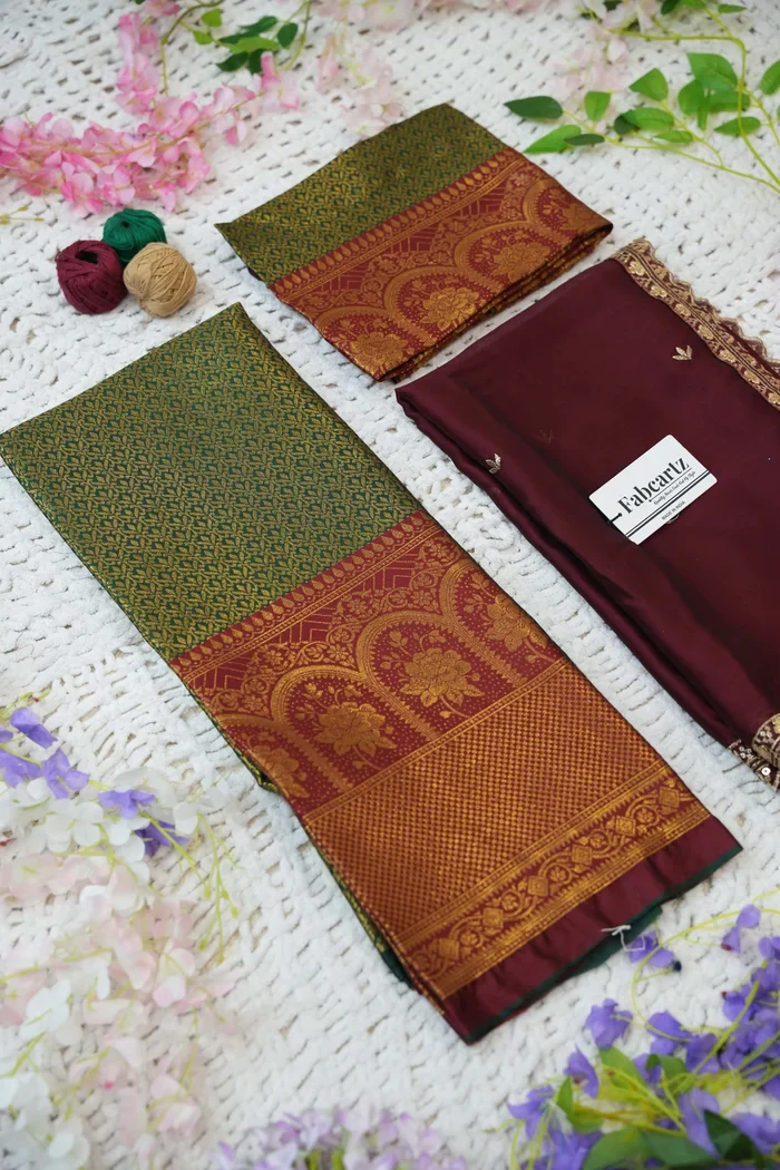Women's Woven Design zari work Half Saree with Embroidered Blouse and Dupatta Oye!!Pattu - Image 69