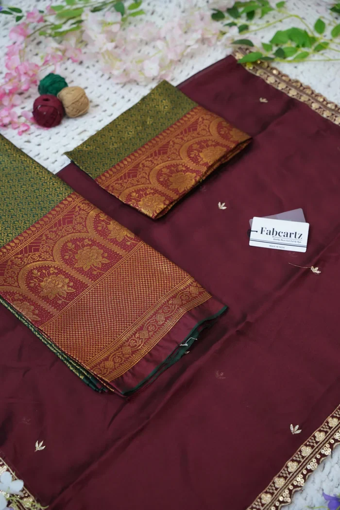 Women's Woven Design zari work Half Saree with Embroidered Blouse and Dupatta Oye!!Pattu - Image 71