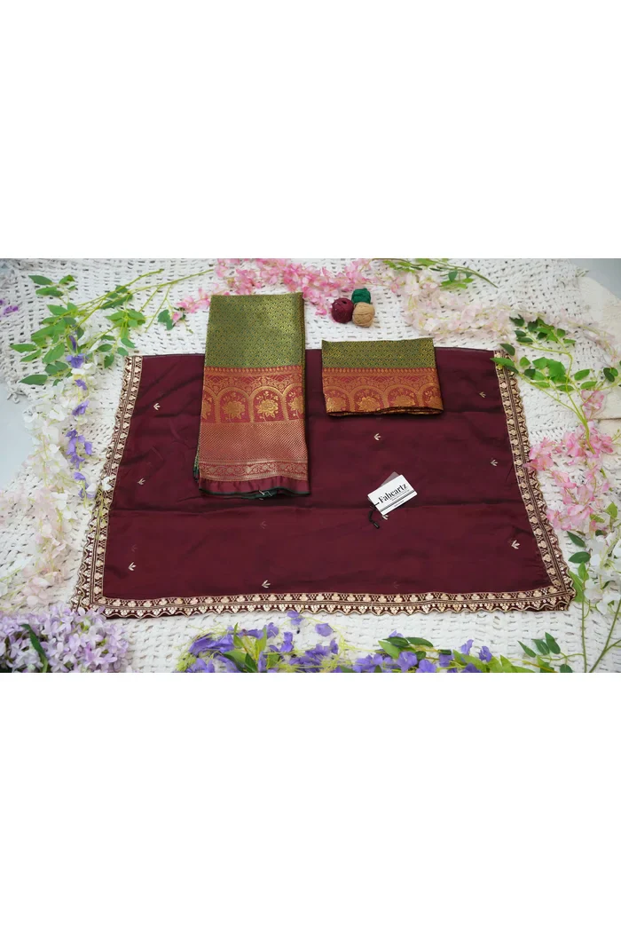 Women's Woven Design zari work Half Saree with Embroidered Blouse and Dupatta Oye!!Pattu - Image 73