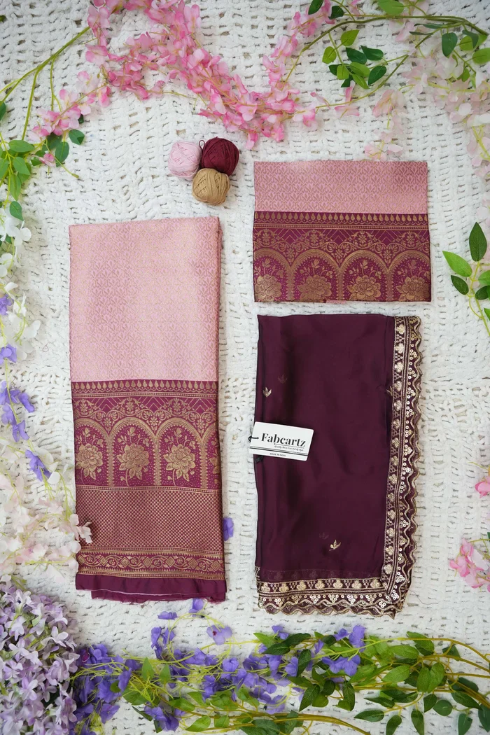 Women's Woven Design zari work Half Saree with Embroidered Blouse and Dupatta Oye!!Pattu - Image 75
